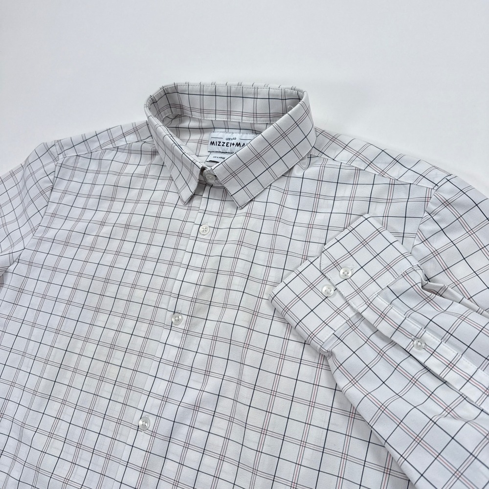 Mizzen+Main Mens Shirt‎ XXL White Check Leeward Trim Fit Performance Office Wear